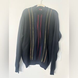 Saxony NY Vintage Black Men’s Notched Collar Sweater XL